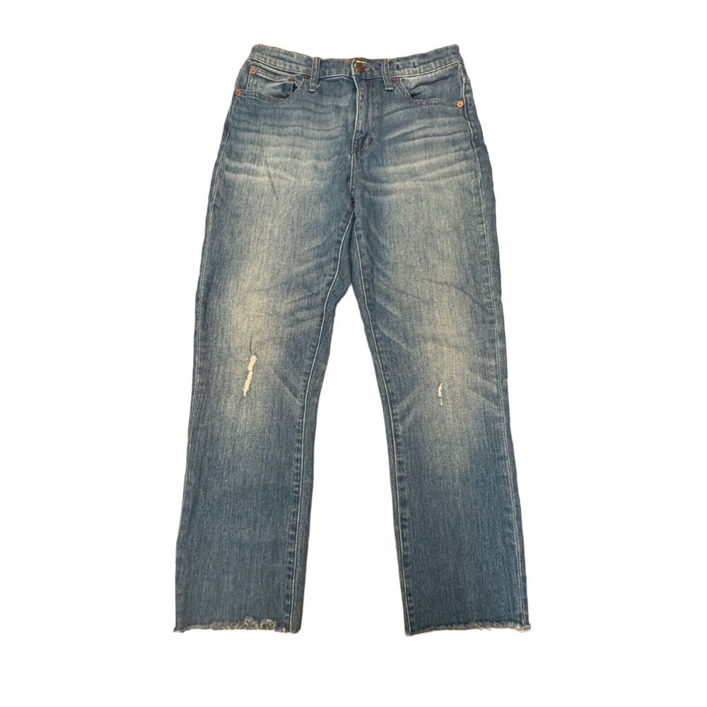 Madewell The High-Rise Slim Crop Boyjean Women's Size 26 Blue Dover Wash Raw Hem